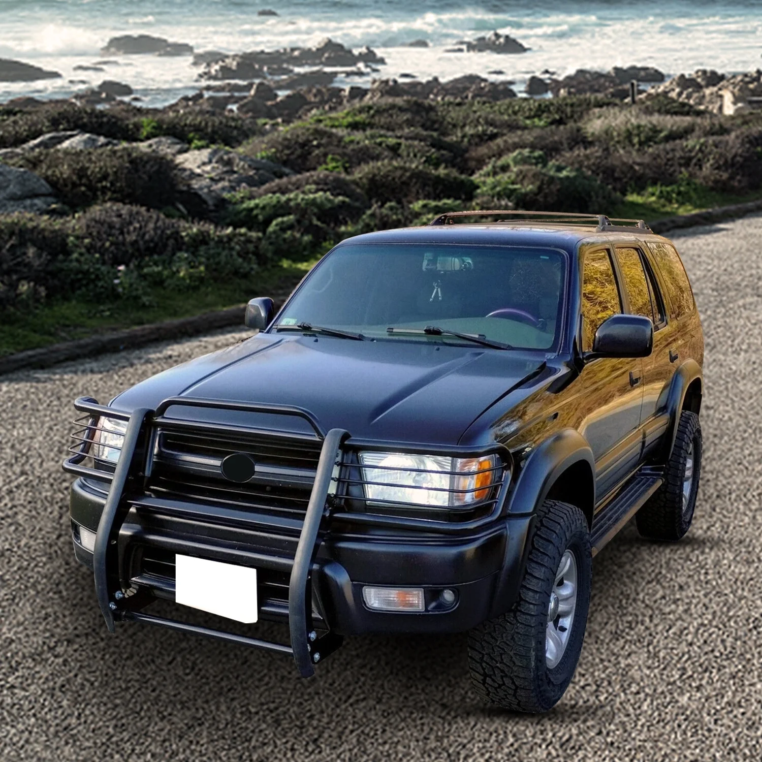 Kojem Front Bumper Protector Headlight Brush Guard Grille for 1999-2002 Toyota 4Runner Modular Black Steel