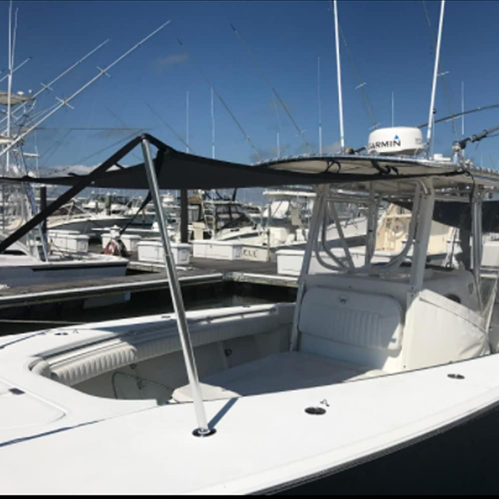 TeBaisea Boat T-Top Shade Boat Shade Kit Boat Shades Canopy Sun Shade for Boat Cover with Stainless Steel Telescopic Rod Foldable