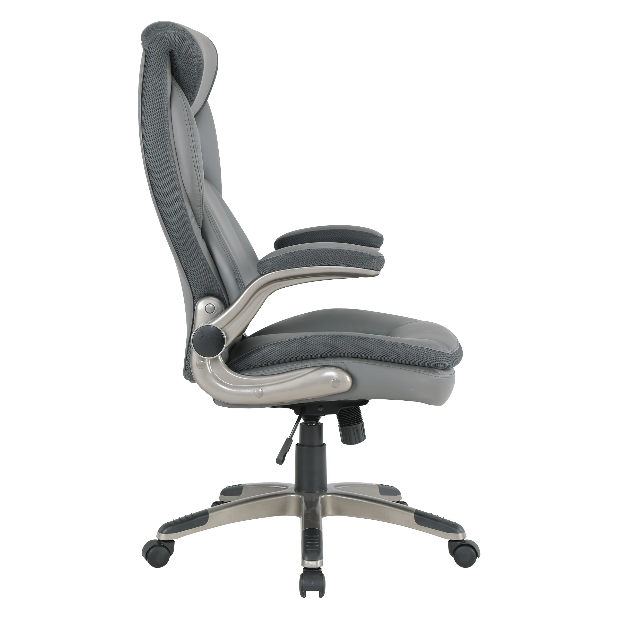 Executive Charcoal Bonded Leather Chair with Titanium Coated Nylon Base