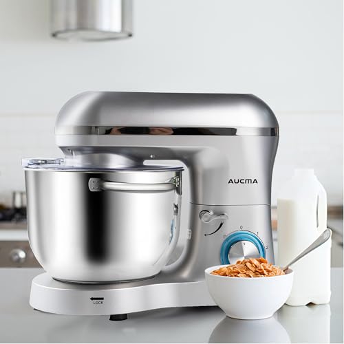 Aucma Stand Mixer,6.5-QT 660W 6-Speed Tilt-Head Food Mixer, Kitchen Electric Mixer with Dough Hook, Wire Whip & Beater (6.5QT, Black)