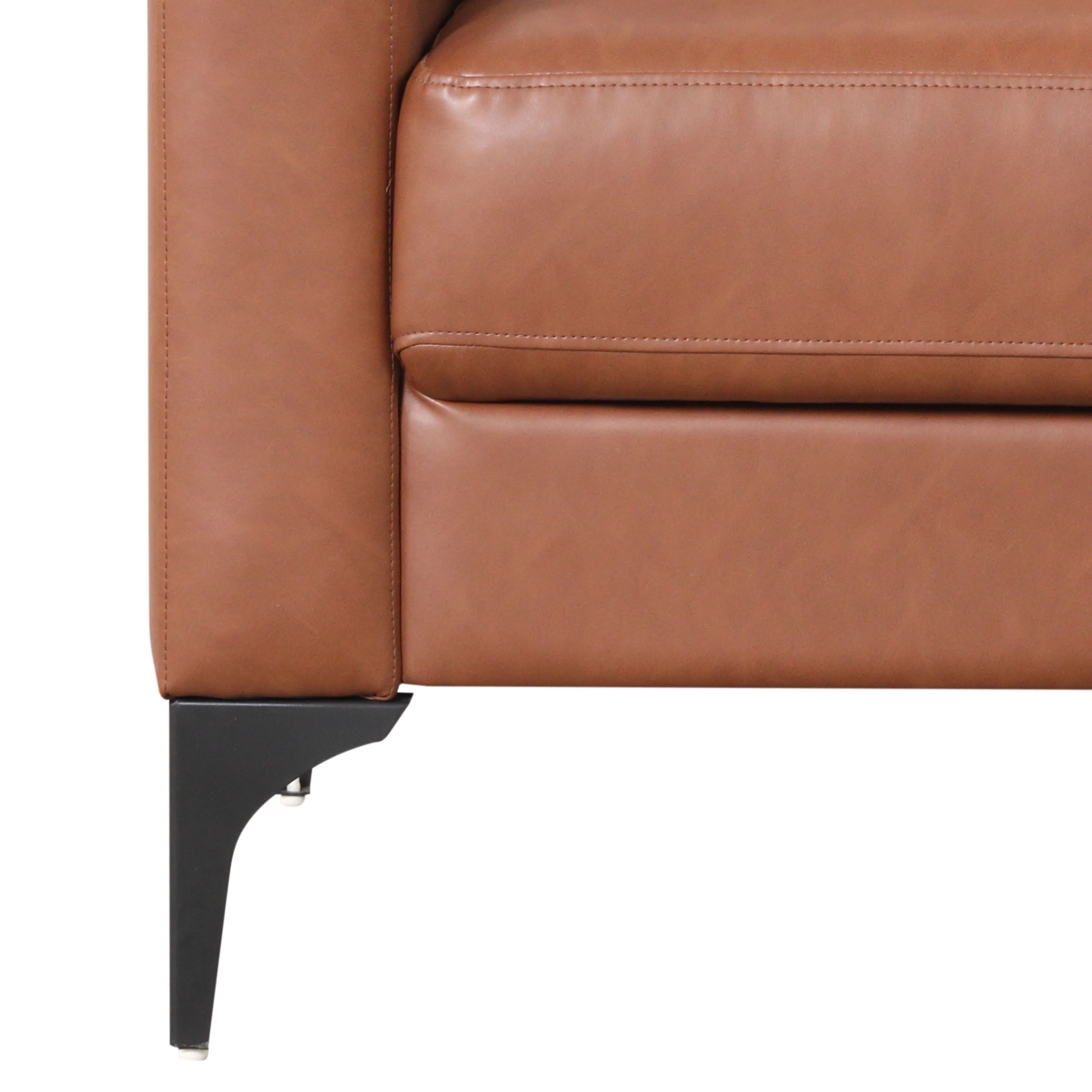 Serta Hemsworth Mid-Century Modern Style Sofa, Brown Faux Leather - Radiant Selections