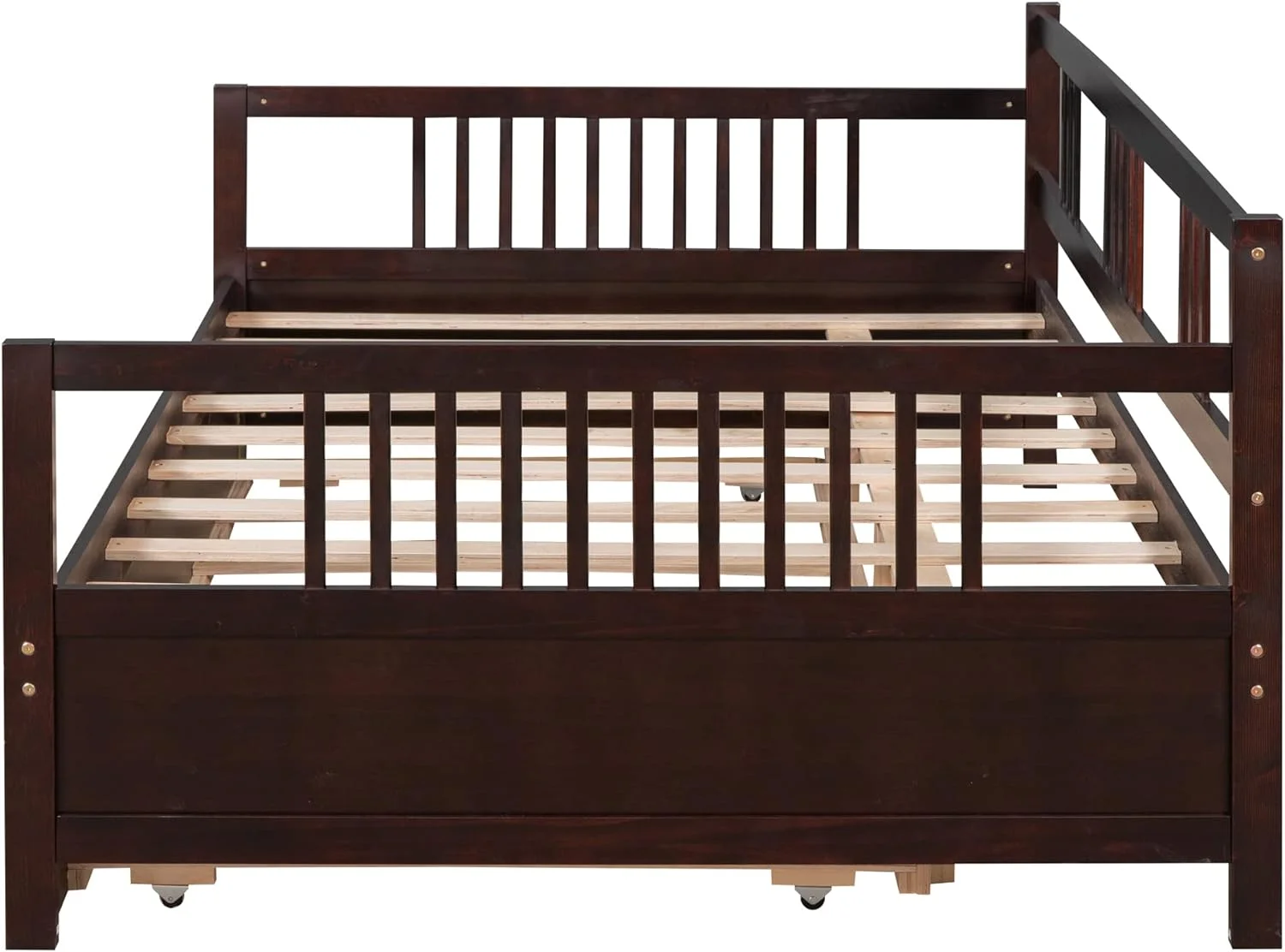Full Size Daybed with Trundle, Modern Wood Sofa Day Bed Frame with Twin Size Trundle for Kids Boys, No Box Spring Need, Easy Assembly