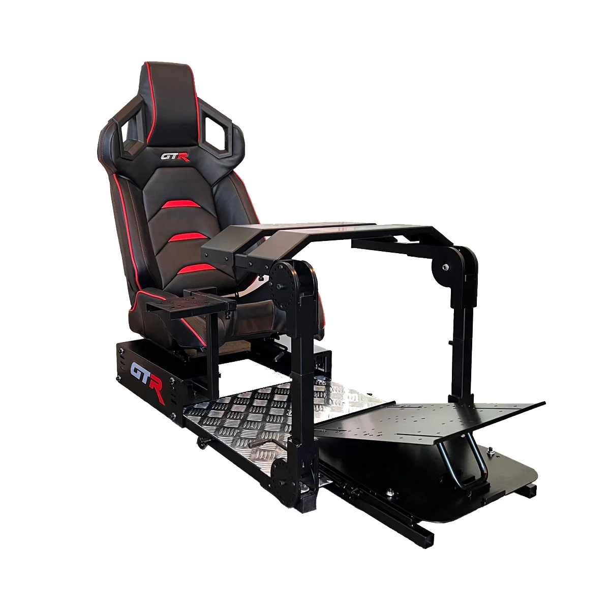 GTA Pro Model Racing Simulator Cockpit Black Frame with Black/Red Pista Adjustable Leatherette Racing Seat - Radiant Selections