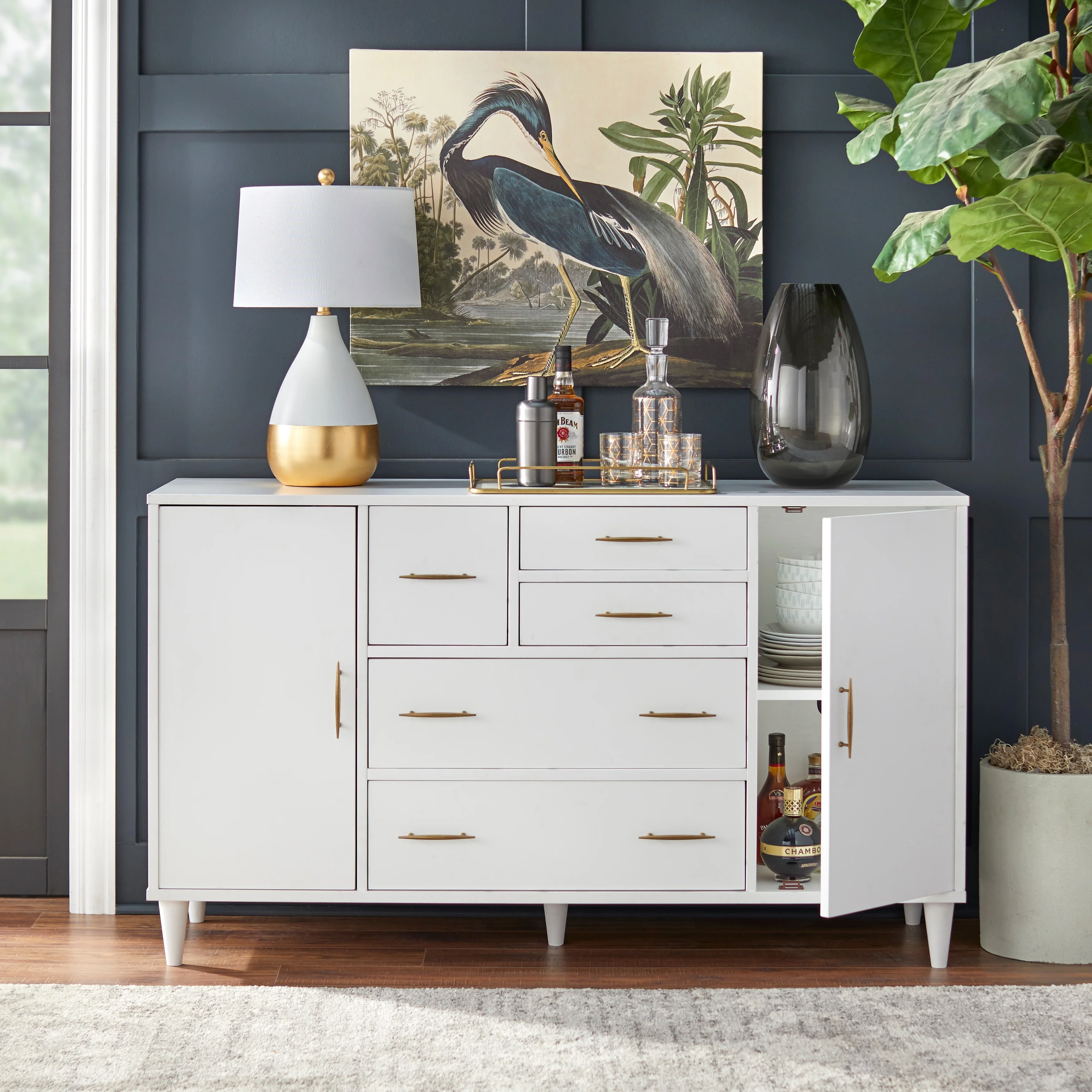 Lifestorey  Ana Mid-Century Buffet/Sideboard Oak Oak Finish