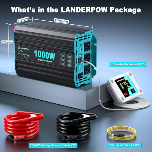Pure Sine Wave 3500W Power Inverter 12V DC to 120V AC for RV, Truck, Home, Off-Grid, Solar, Inverter with 3 AC Outlet, 30W USB-C, 5V 3.1A USB