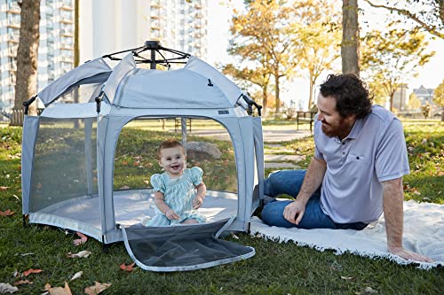 Safety 1st InstaPop Dome Play Yard, Compact design makes it easy to pop open and closed, High Street