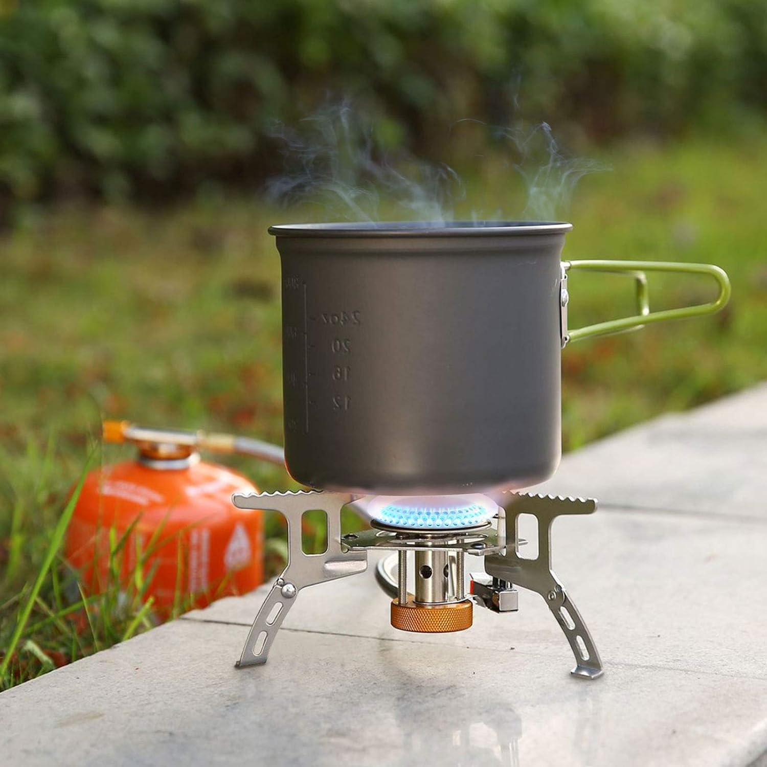 WADEO Camping Gas Stove, 3700W Portable Backpacking Stove with Piezo Ignition, Portable Burner