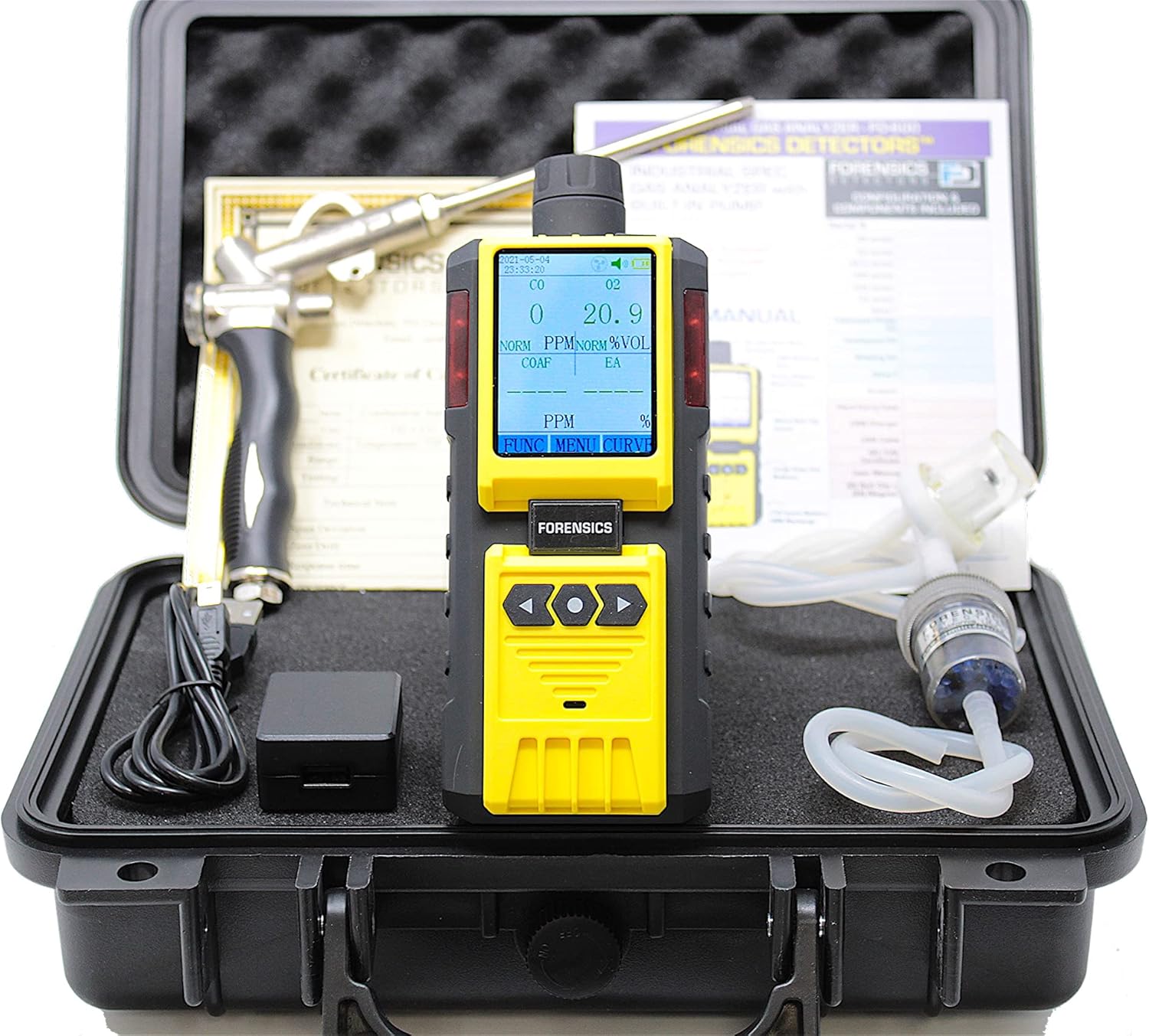 Professional Combustion Analyzer by Forensics | USA NIST Calibration | HVAC, Combustion, Flue Exhaust Gas | CO, O2