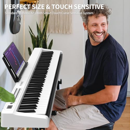 Digital Piano 88 Key Full Size Semi Weighted Electronic Keyboard Piano Set with Stand,Built-In Speakers,Electric Piano Keyboard with Sustain Pedal