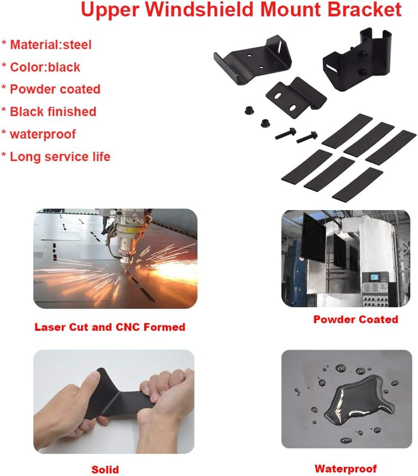 No Need Drilling 50 inch Curved Straight LED Light Bar Upper Windshield Pro-fit Cage Mounting Brackets Compatible with Polaris Ranger 500 570 900