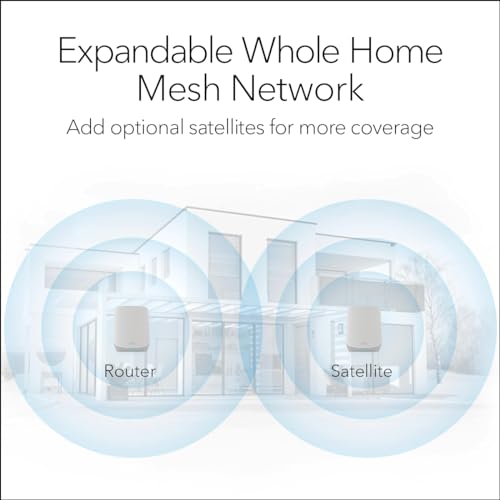 NETGEAR Orbi Whole Home Tri-Band WiFi 6 Mesh Network System (RBK663) &ndash; Router with 2 Satellite Extenders, Security Features, Coverage up to 6
