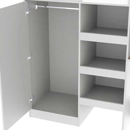 Harper & Bright Designs Full Size Loft Bed with Desk, Wood Full Loft Bed Frame with Built-in Wardrobe, Storage Shelves and Drawers, Gray