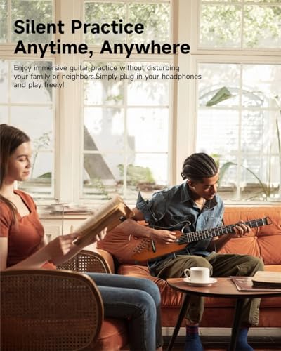 Donner HUSH I Guitar For Travel - Portable Ultra-Light and Quiet Performance Headless Acoustic-Electric Guitar, Mahogany Body with Removable Frames