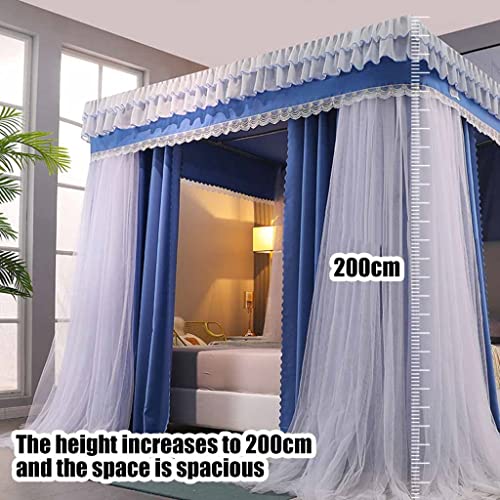 Mosquito Net for 1.5m Bed Luxury 4 Post Bed Canopy includes Blackout Fabric/Mesh Curtain/Metal Bracket (Color: Style 2, Size: 1.5x2x2m)