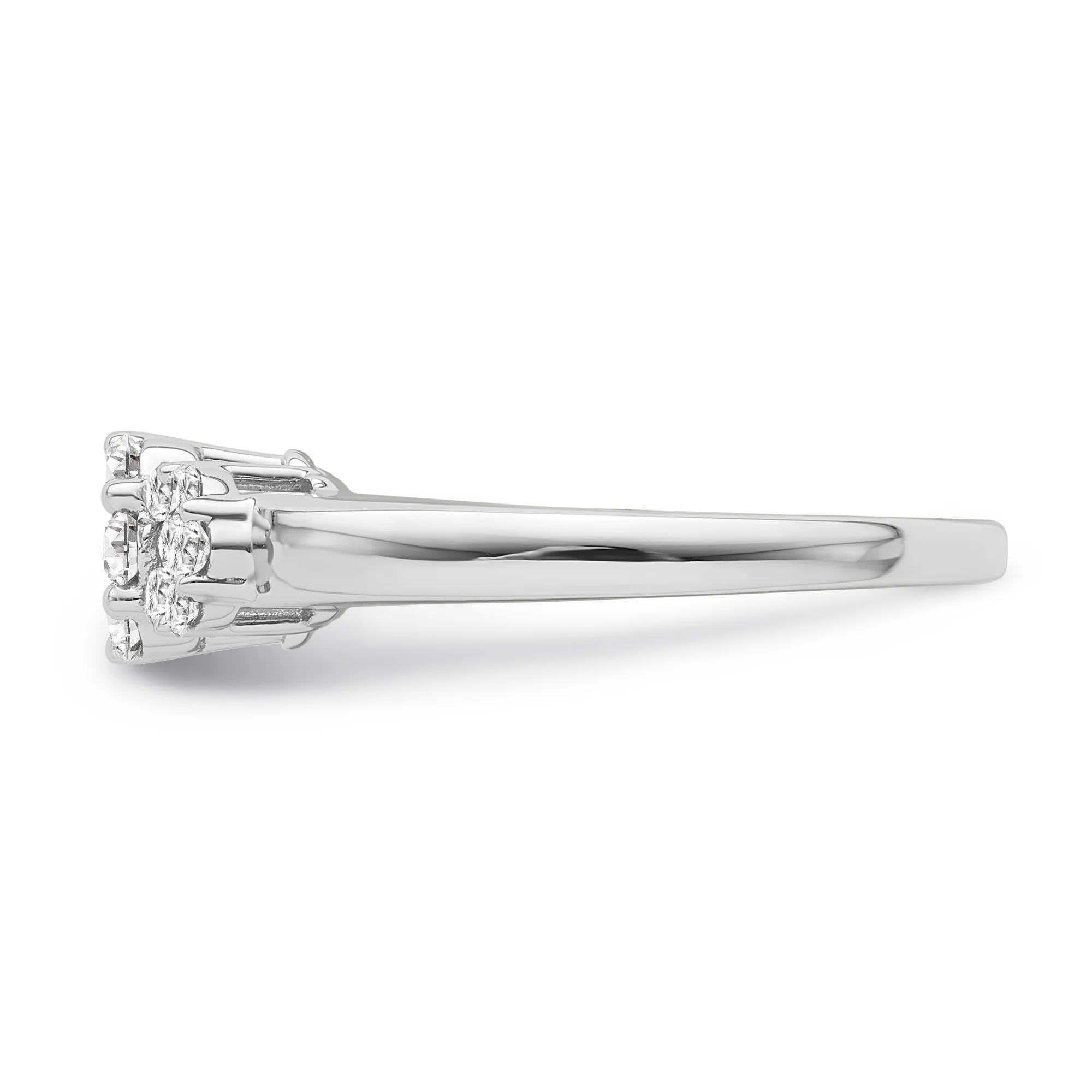 ARAIYA FINE JEWELRY 10K White Gold Diamond Cluster Band Ring (1 cttw, I-J Color, I2-I3 Clarity), Size 7