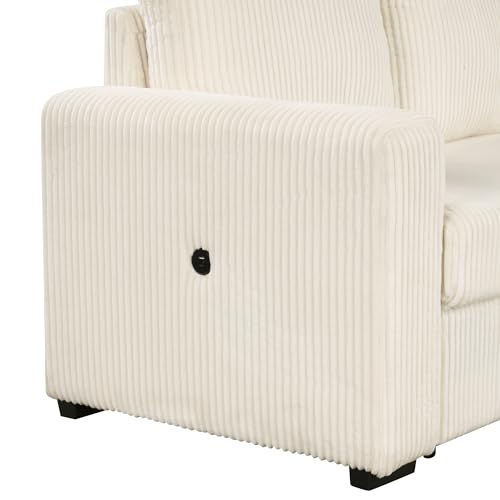 L-Shaped Pull Out Sleep Sofabed,Modern Reversible Sleeper Sectional Sofa Chenille Upholstered Button Tufted Decor with Storage Chaise