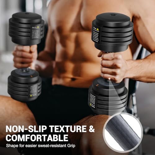 Adjustable Dumbbells Set of 2, 1-Sec Adjustable Weights Dumbbells Set, 5 in 1 Free Dumbbell with Anti-Slip Texture Handle