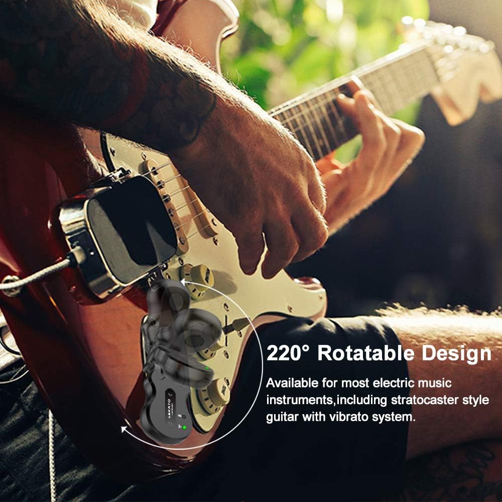 LEKATO Wireless Guitar System Wireless Audio Electric Guitar Transmitter Receiver 4 Channels Transmission Range High Frequency Battery Rechargeable