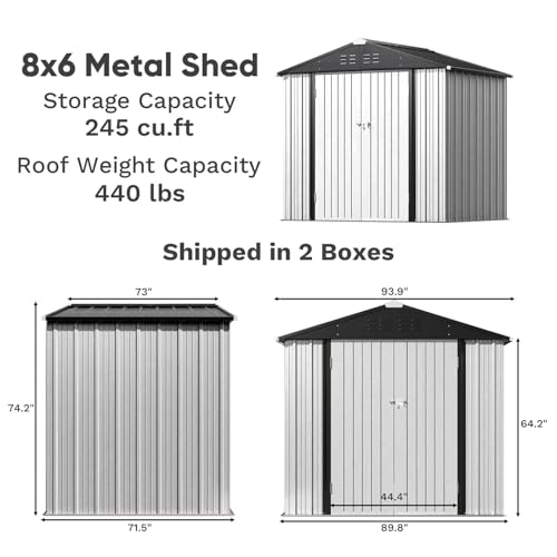 Greesum 5×3 FT Outdoor Storage Shed, Metal Storaged Sheds Without Floor, Tool Sheds with Lockable Doors and Sloping Roof for Garden, Patio, Backyard