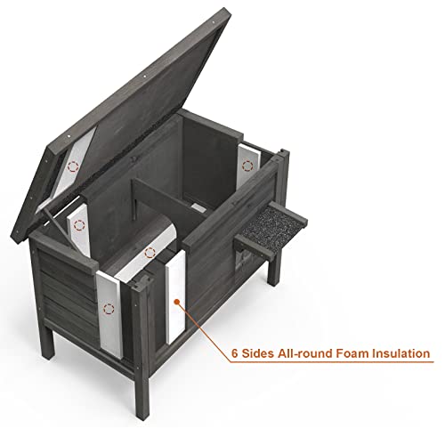 GDLF Outdoor Feral Cat House Heated Cat Shelter with 100% Insulated All-Round Foam Weatherproof for Multiple Felines 34.5"X21.5"x27.2"