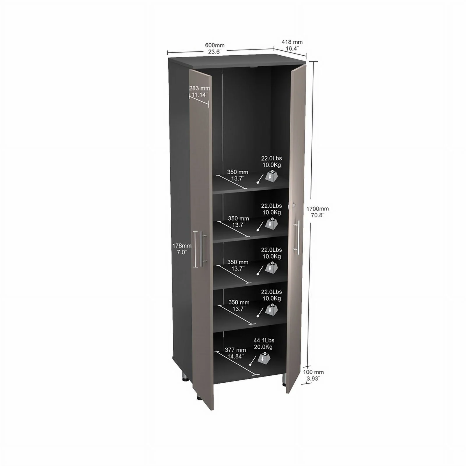 Pemberly Row 2-Door Engineered Wood Storage Garage Cabinet in Taupe