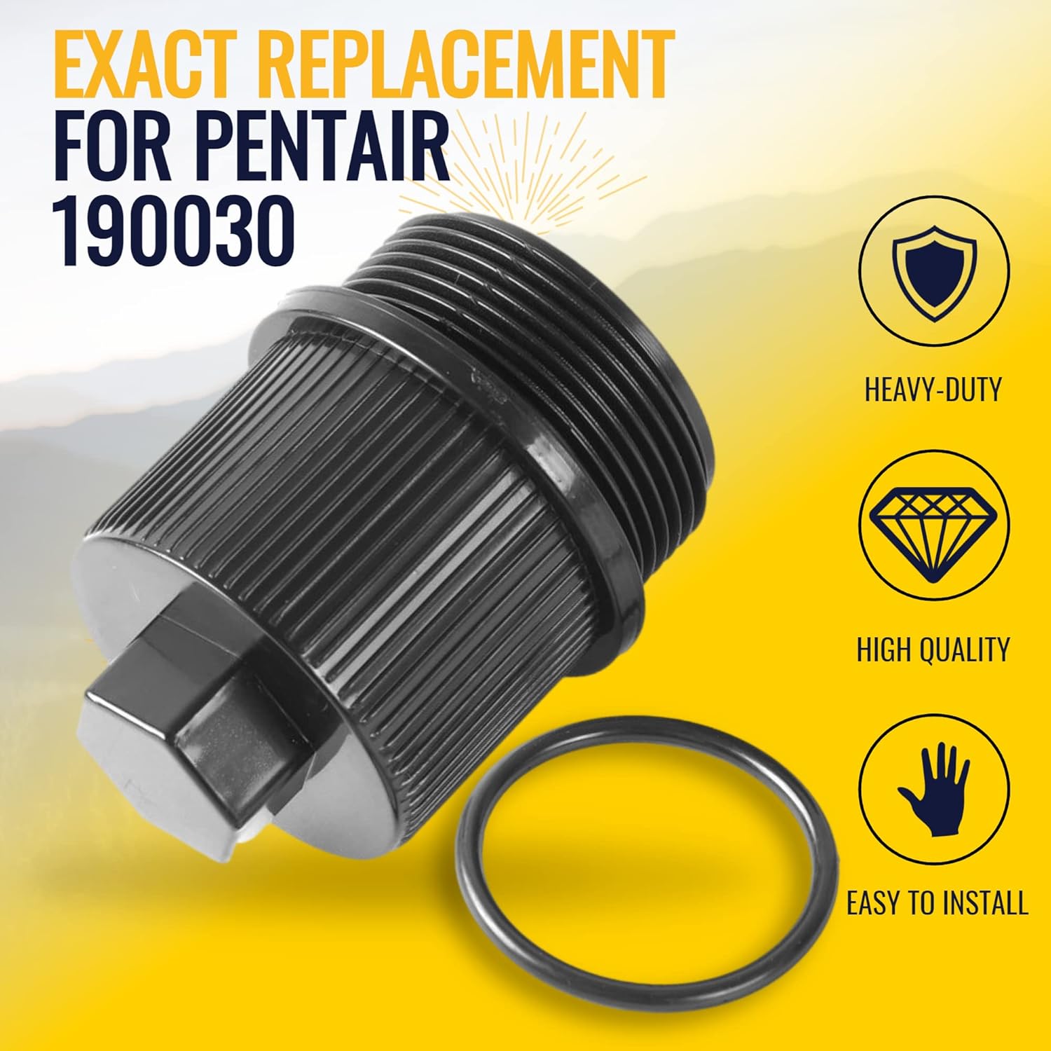 TonGass Drain Plug Cap Assembly Replaces 190030 Fits for Pool and Spa Filter for Pentair - Compatible with Clean & Clear Plus, FNS Plus