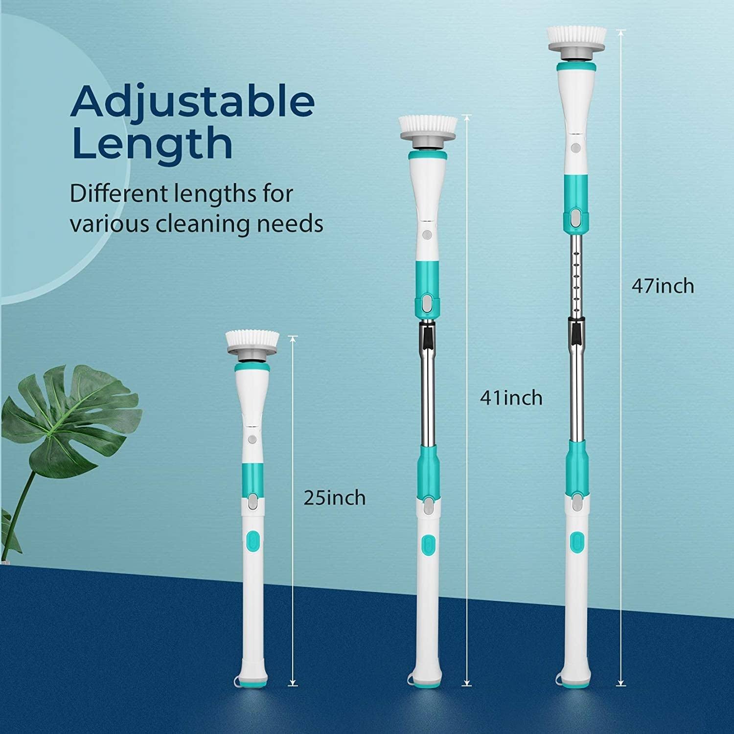 Homitt Electric Spin Scrubber, Shower Scrubber Cleaner Brush with Adjustable Extension Handle for Tile, FLOOR, Bathtub, Grout -