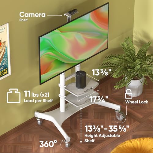 ONKRON Mobile TV Stand on Wheels for 50-86 Inch TVs, max Load up to 233 lbs, Adjustable Height TV Stand Movable, max VESA 800x500 - Portable