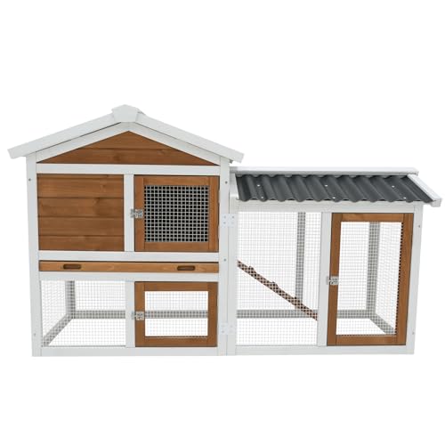 122" Large Chicken Coop with Run,Outdoor Chicken Run W/Nesting Box & Perch,Wooden Hen House W/Ramp & Sliding Trays