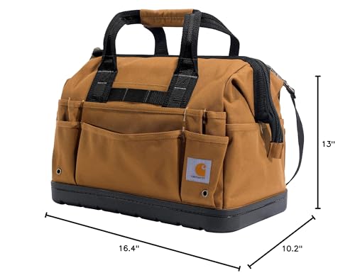 Carhartt Onsite Tool Bag, Durable Water-Resistant, Tool Storage Bag, Heavyweight w/Molded Base, 18-Inch, Carhartt Brown