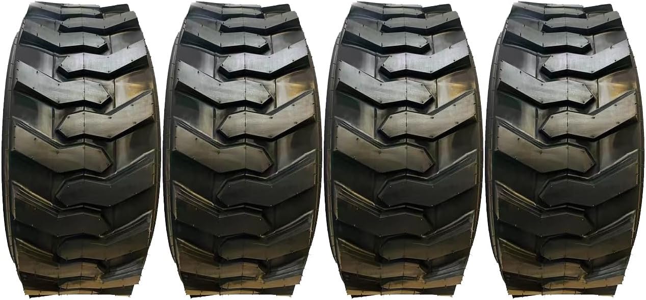 4 HORSESHOE 12-16.5 14PLY R-4 Skid Steer Tubeless Tires w/Extra Thick Rim-Guard Wall Super Heavy Duty H Load 12x16.5 305/70-16.5 NHS 12165 T168 SKS8