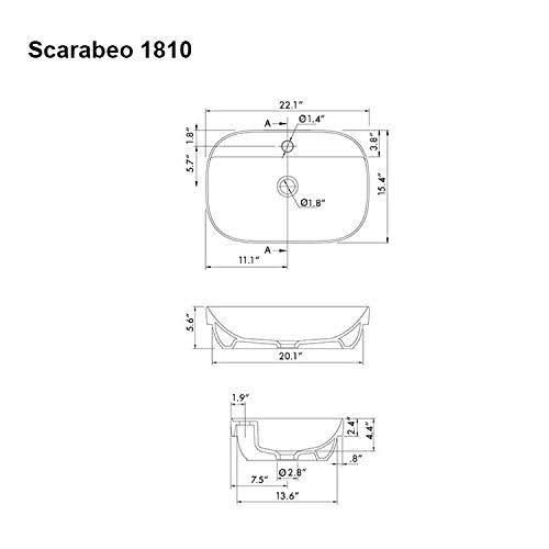 Scarabeo 1810-One Hole Bathroom Sink, One, White