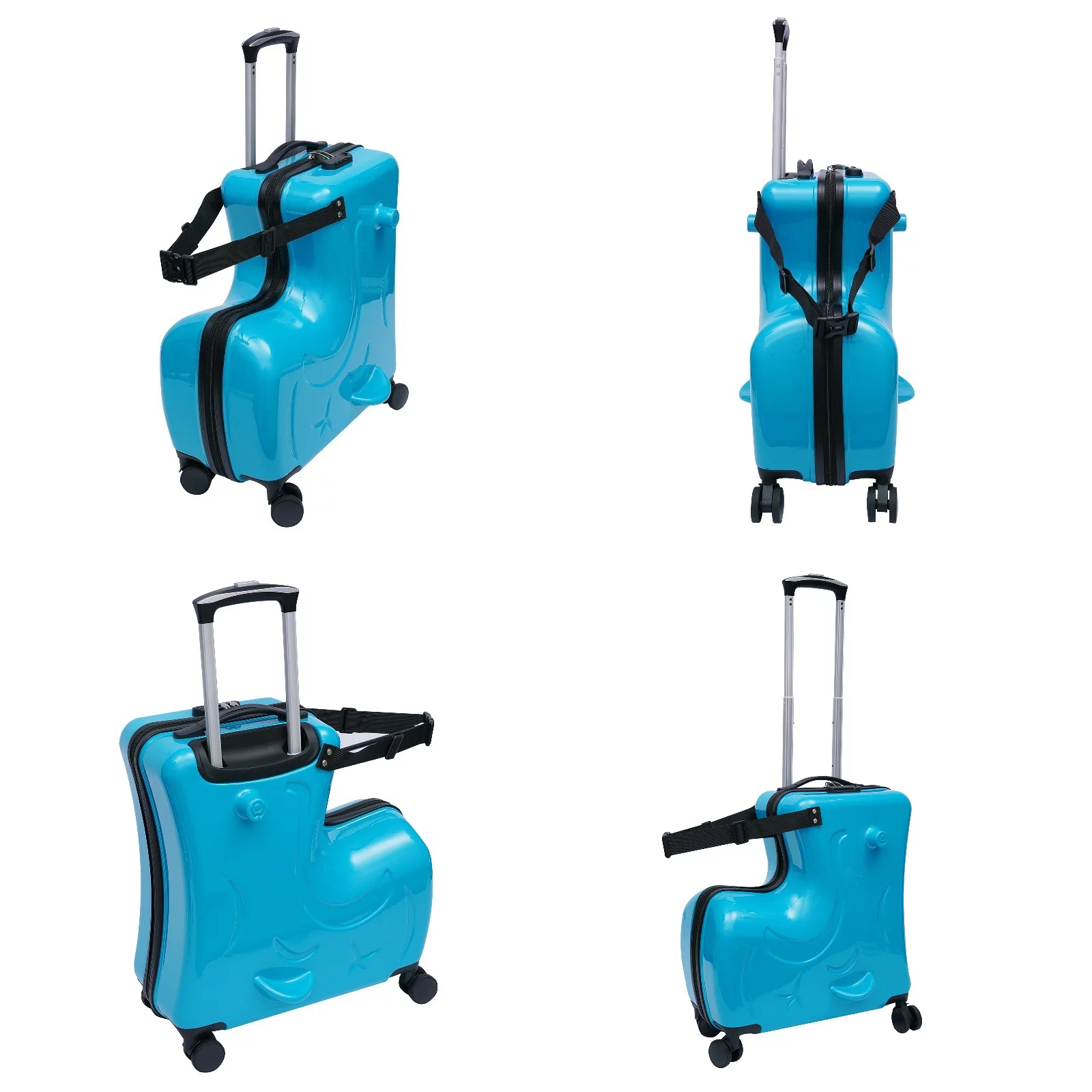 Anqidi 20" Kids Ride On Suitcase Hard Luggage Suitcase Horse-Shape Children Trolley Baggage Travel Case Waterproof with Universal Double-Row Wheels