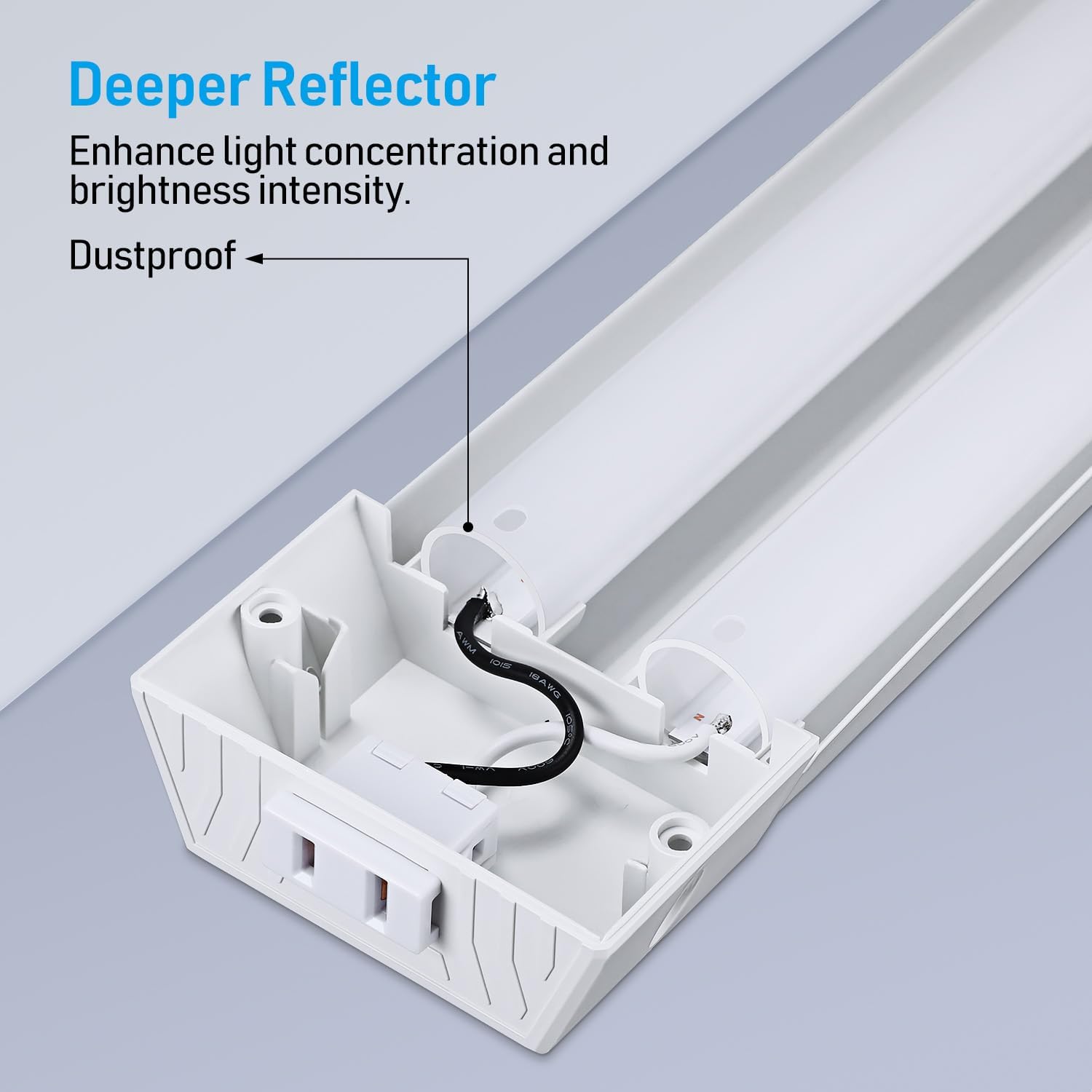 LEONLITE 10-Pack LED Shop Light 4FT, Deep Reflector, 40W 5000K Daylight Linkable LED Shop Light, Plug in Shop Light with Pull Chain (ON/Off)