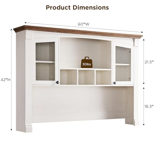 OKD 60" Executive Desk with Drawers, Farmhouse Home Office Desk with Charging Station, Keyboard Tray, File Cabinet Storage