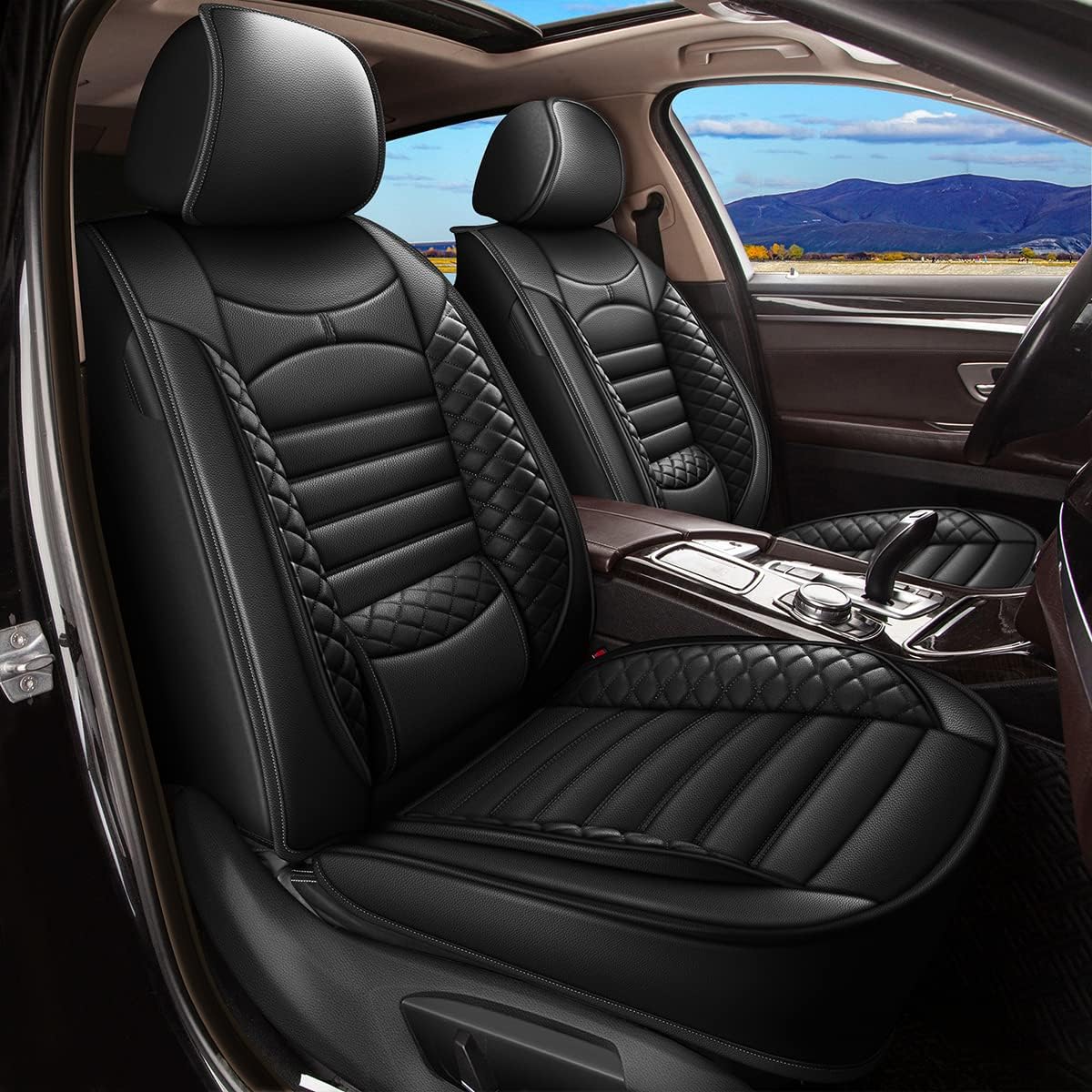 JIAMAOXIN Car Seat Covers Custom Fit for Toyota Tacoma 2007-2022 Waterproof Faux Leather Car Seat Cushion Protector Compatible Airbag Black (Only for