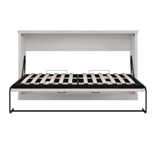 SOFTSEA Twin Size Murphy Bed with 2 Side Cabinet Storage Shelf, Horizontal Murphy Bed with Bookcase