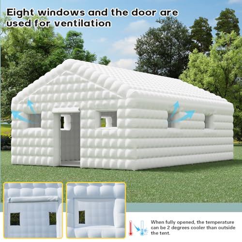 EROMMY 20x16.5x12 FT Large Black Inflatable Nightclub, Blow Up Party Tent Portable with 950W Blower