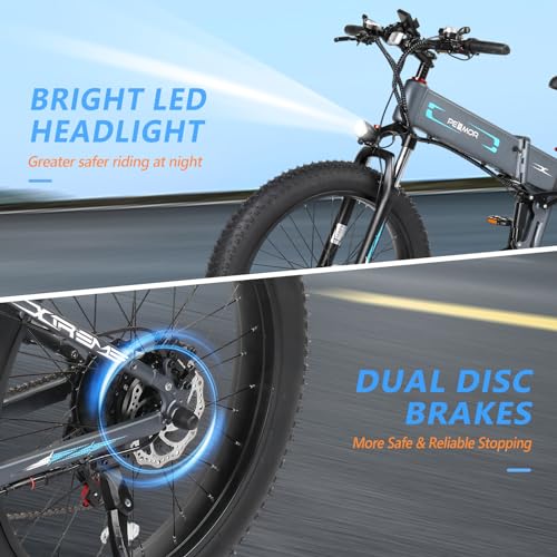 PEXMOR Electric Bike for Adults, 750W(Peak 1000W) 30MPH | Full Suspension Ebike, 60+ Miles 48V 12AH Removable Battery