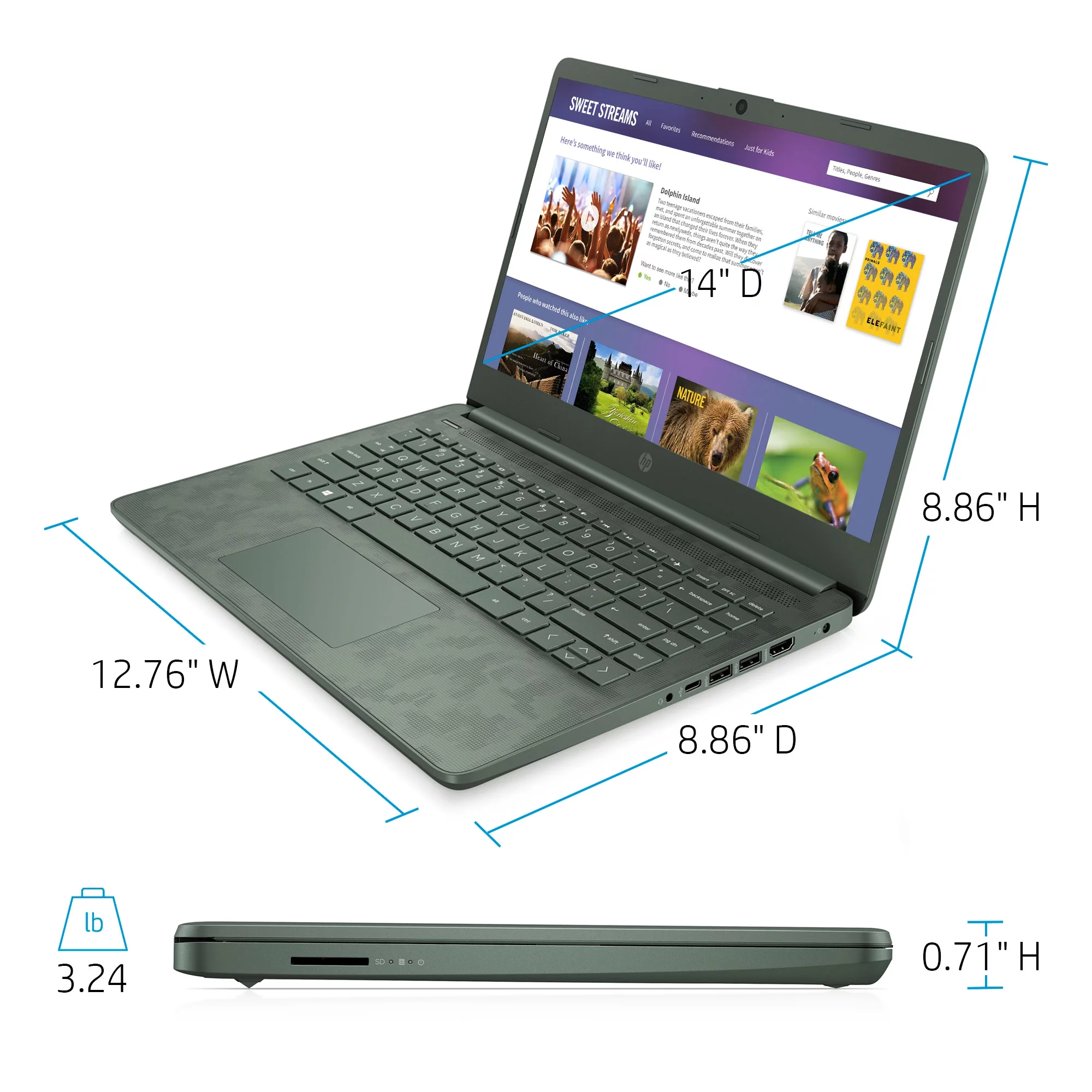 HP 14" i3 8GB/256 Laptop- Digi Camo black