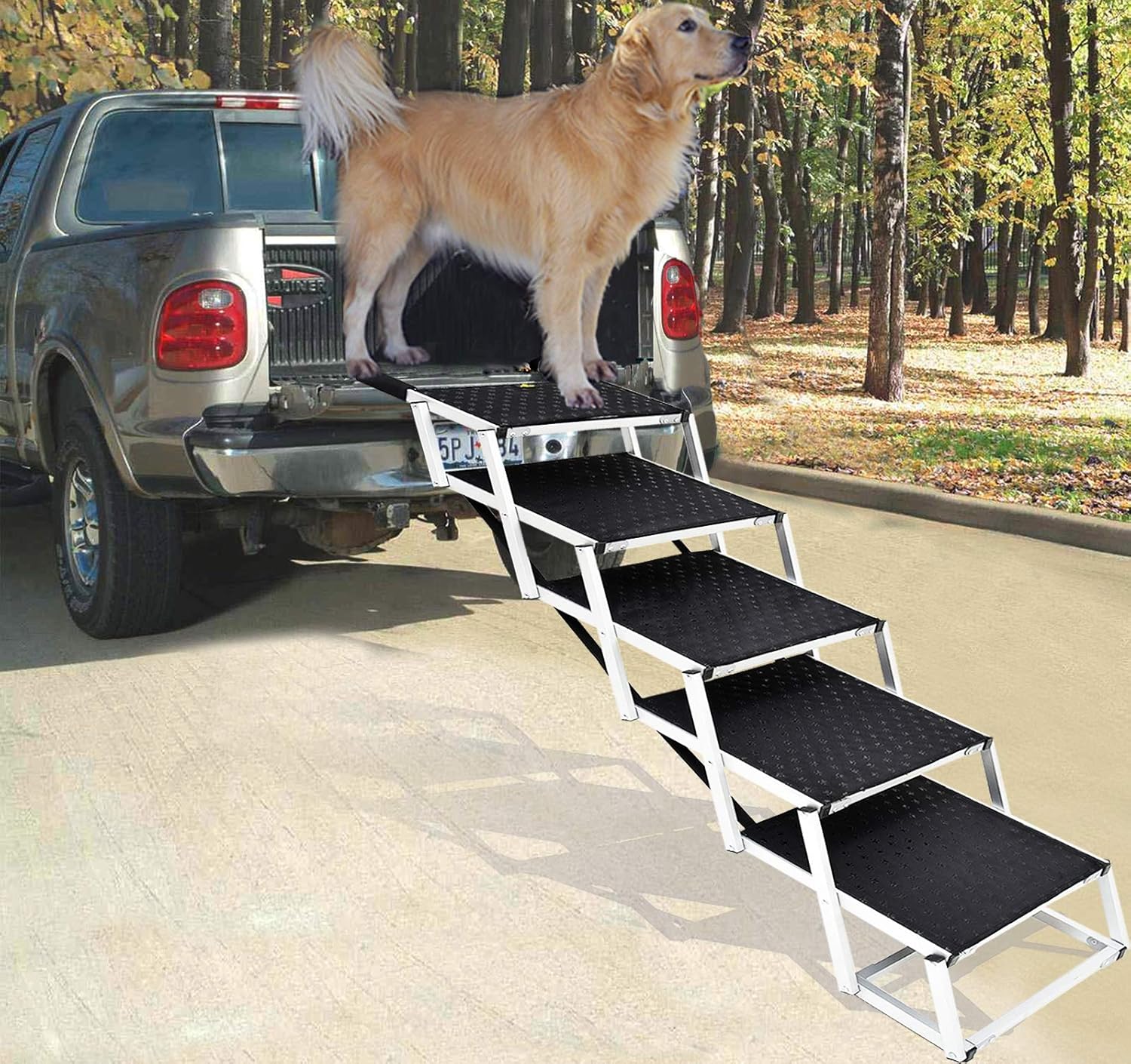 Upgraded Pet Dog Car Step Stairs for Cars and SUV, Folding Dog Ramp,Lightweight Portable Large Dog Ladder, Great for Cars,SUV,Trucks