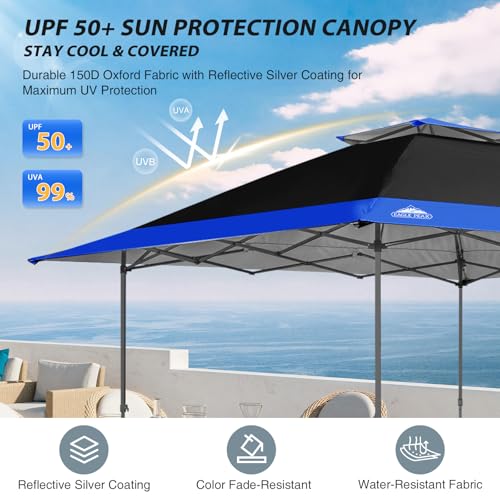 EAGLE PEAK 13x13 Straight Leg Pop Up Canopy Tent Instant Outdoor Canopy Easy Single Person Set up Folding Shelter w/Auto Extending Eaves 169 Square