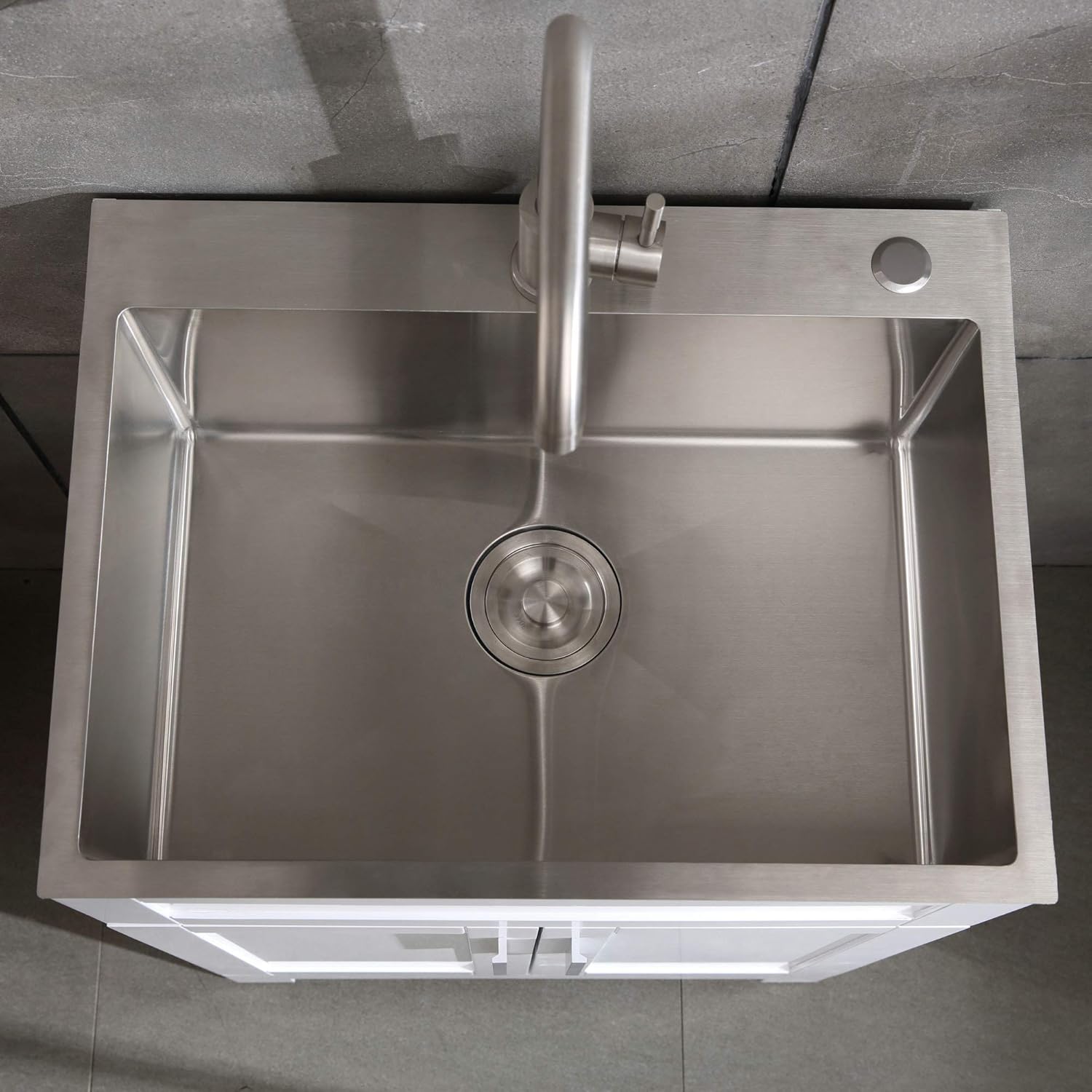 24 White Laundry Utility Cabinet w/ Stainless Steel Sink and Faucet Combo