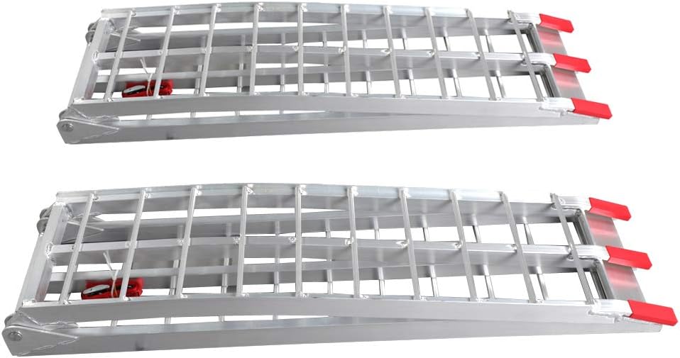7.5ft 2Pcs Aluminum Loading Ramps for Lawnmower ATV UTV Truck Folding Ramps with Support Legs &Load Straps,Folding Ramps Motorcycle