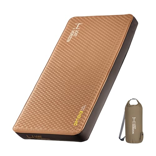 LOSTHORIZON Air & Foam Camping Mattress, Self-Inflating Sleeping Pad, 4.5" Thick, with Pump Sack, Full