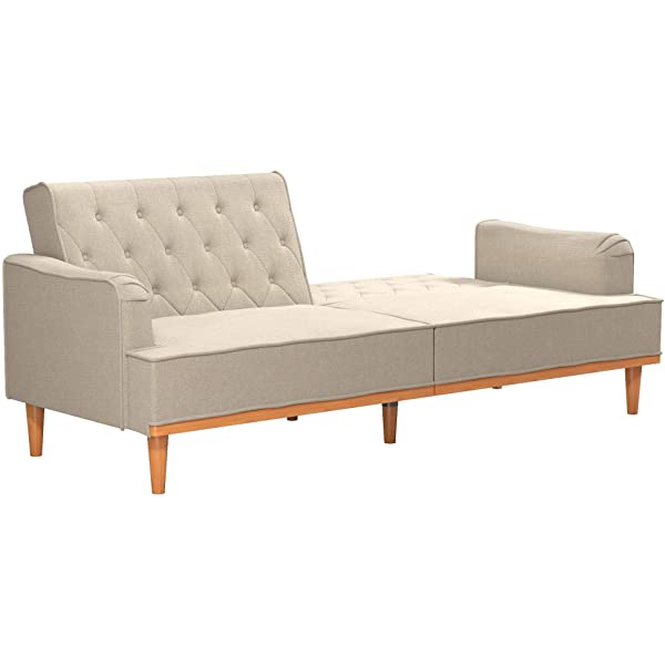 Mr. Kate Stella Vintage Convertible Sofa Bed Futon, Tan Linen