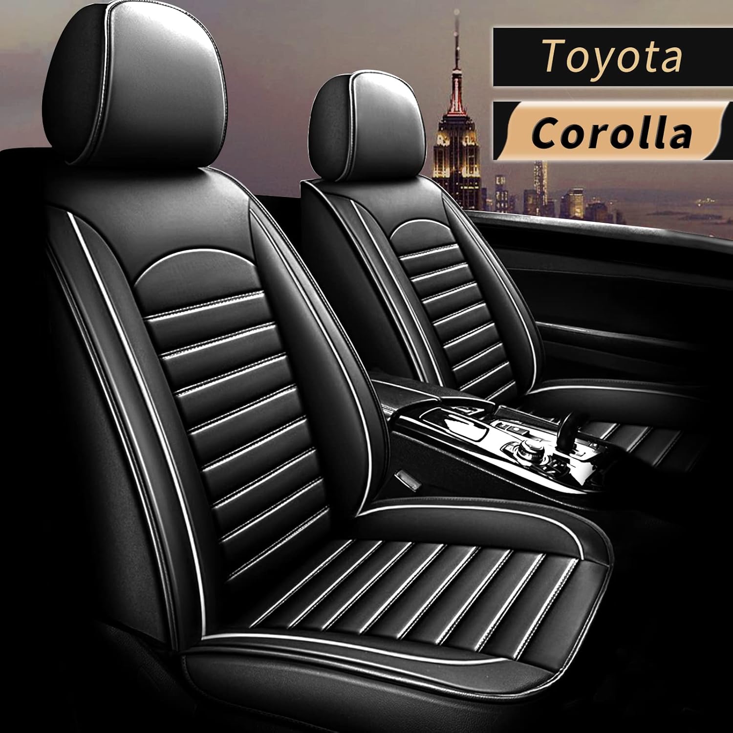 IKABEVEM Car Seat Cover Fit for Toyota Corolla 2007-2018 2022 Black Faux Full Set of Car Seat Covers with Airbag Compatible