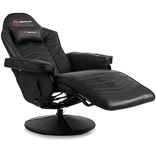 Goplus Massage Gaming Chair, Racing Style Gaming Recliner w/Adjustable Backrest and Footrest