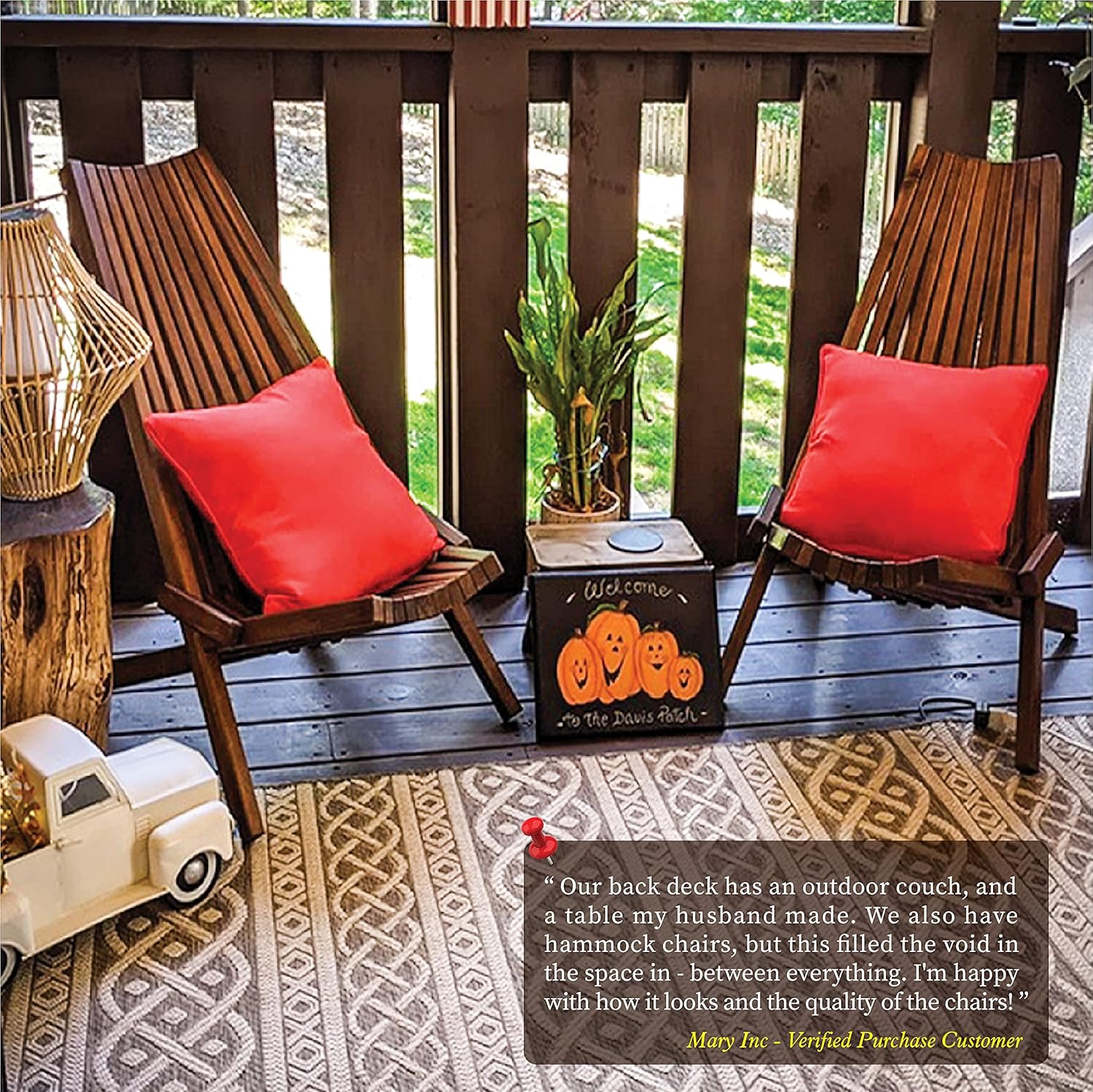 Melino Folding Wooden Outdoor Chairs - Low Profile, Acacia Wood Outdoor Lounge Chair, Stylish Wooden Folding Chair, Cinnamon