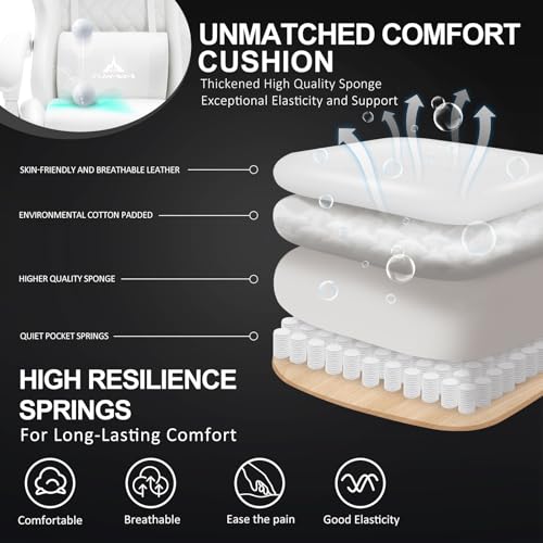 Gaming Chair,Ergonomic Massage Computer Office Desk Chair with Footrest,Pocket Spring Cushion